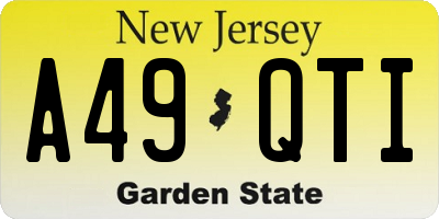 NJ license plate A49QTI