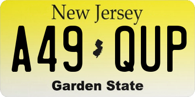 NJ license plate A49QUP