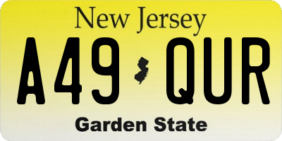 NJ license plate A49QUR