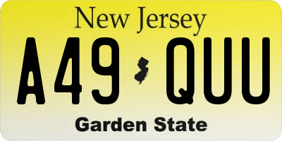 NJ license plate A49QUU