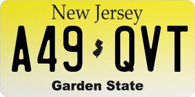NJ license plate A49QVT
