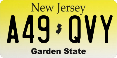 NJ license plate A49QVY
