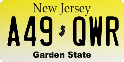 NJ license plate A49QWR