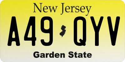 NJ license plate A49QYV