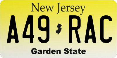 NJ license plate A49RAC