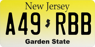 NJ license plate A49RBB