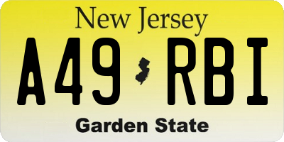 NJ license plate A49RBI