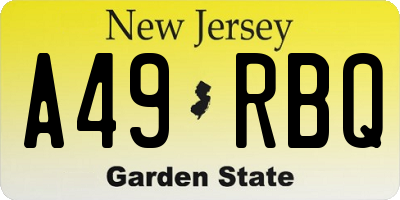 NJ license plate A49RBQ