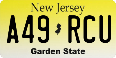 NJ license plate A49RCU