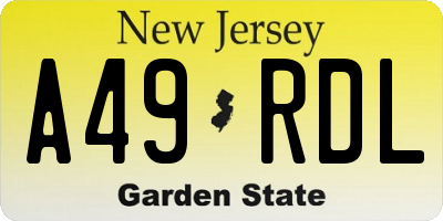NJ license plate A49RDL