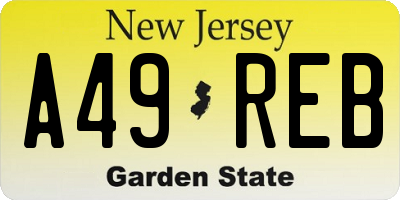 NJ license plate A49REB
