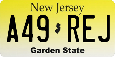 NJ license plate A49REJ