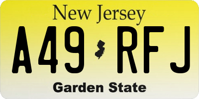 NJ license plate A49RFJ