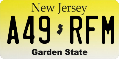 NJ license plate A49RFM