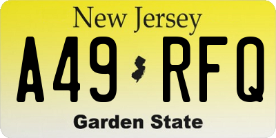 NJ license plate A49RFQ