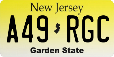 NJ license plate A49RGC