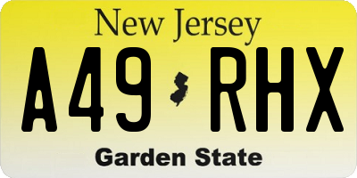 NJ license plate A49RHX