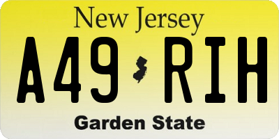 NJ license plate A49RIH