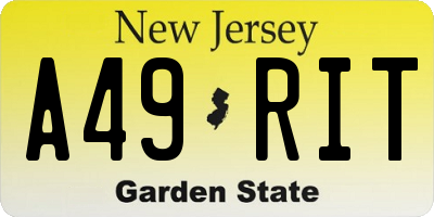 NJ license plate A49RIT