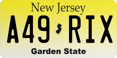 NJ license plate A49RIX