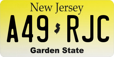 NJ license plate A49RJC