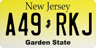 NJ license plate A49RKJ