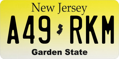 NJ license plate A49RKM