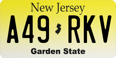 NJ license plate A49RKV