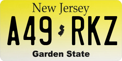 NJ license plate A49RKZ