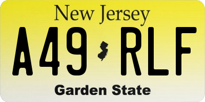 NJ license plate A49RLF