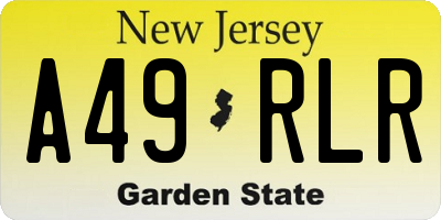 NJ license plate A49RLR