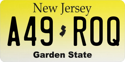 NJ license plate A49ROQ