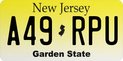 NJ license plate A49RPU