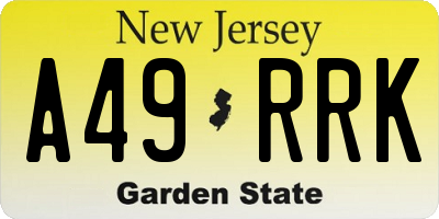 NJ license plate A49RRK
