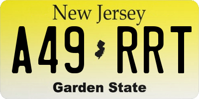 NJ license plate A49RRT