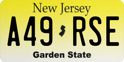 NJ license plate A49RSE