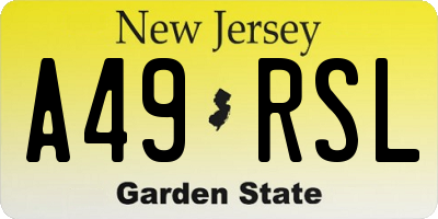 NJ license plate A49RSL