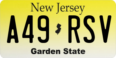 NJ license plate A49RSV