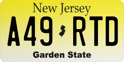 NJ license plate A49RTD