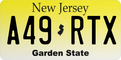 NJ license plate A49RTX