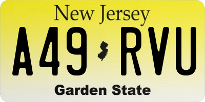 NJ license plate A49RVU
