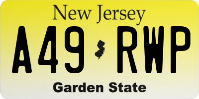 NJ license plate A49RWP