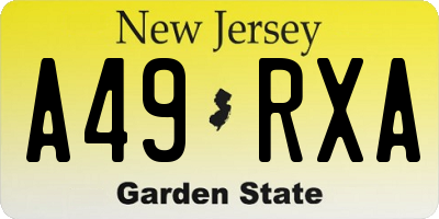 NJ license plate A49RXA