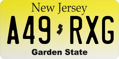 NJ license plate A49RXG