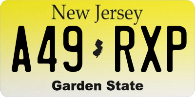 NJ license plate A49RXP
