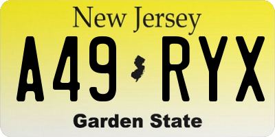 NJ license plate A49RYX
