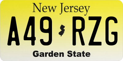 NJ license plate A49RZG