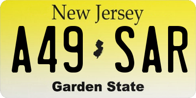 NJ license plate A49SAR