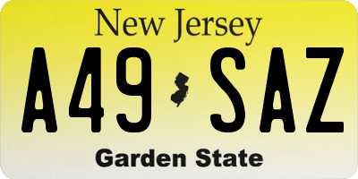 NJ license plate A49SAZ