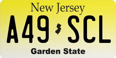 NJ license plate A49SCL